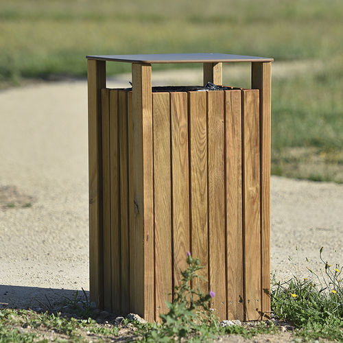 Park-Abfallbehälter - 627 933 - Rondino - Kiefer / mit Deckel / für Außenbereich