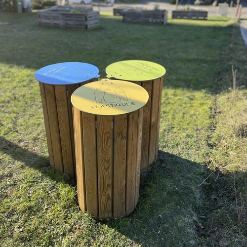Park-Abfallbehälter - 627 945-01 - Rondino - System / Kiefer / mit Deckel
