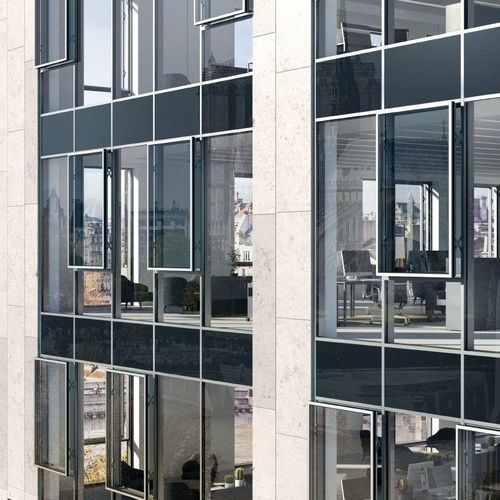 Paneel-Vorhangfassade - AWS 114 SG.SI - Schüco - Glas / Metall / Dekor