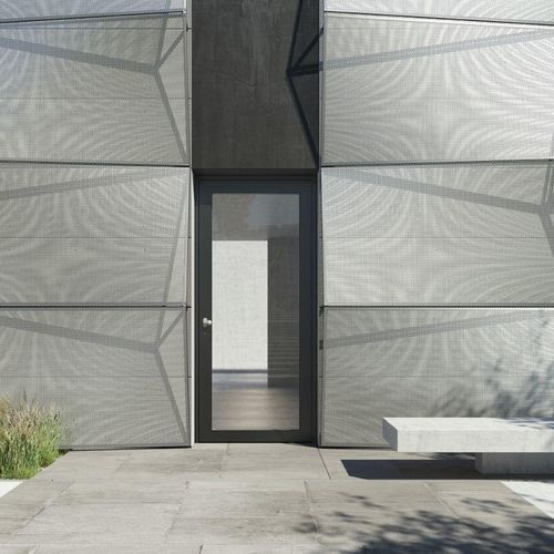 Eingangstür - AD UP 75 BL - Schüco - Aluminium / Edelstahl / einflügelig