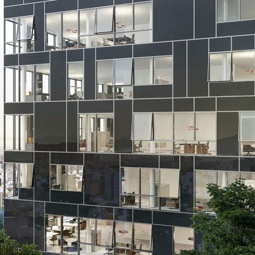 Dynamische Vorhangfassade - AF UDC 80 CV - Schüco - aus Aluminium und Glas / transparent
