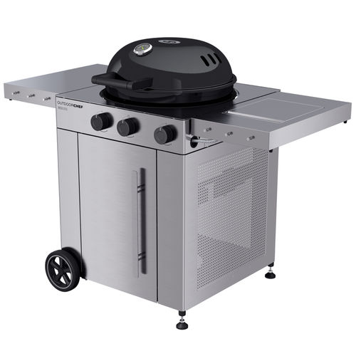 Gas-Gartengrill - AROSA 570 G PREMIUM STEEL - Outdoor Chef - auf Rollen / Edelstahl / mit Stauraum
