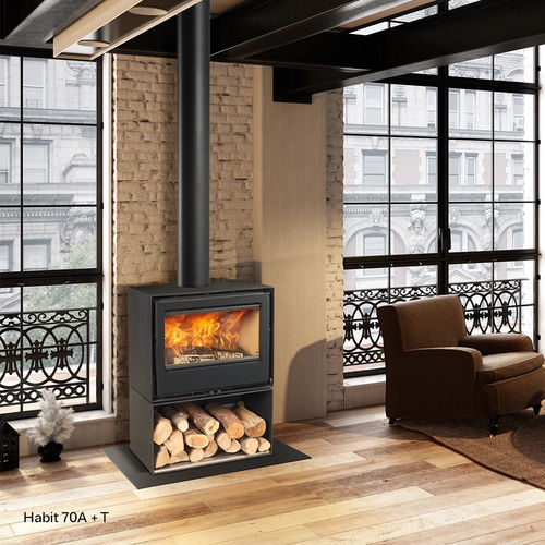 Holz-Kaminofen - Frontal Habit - ROCAL - 5 kW...10 kW / 10 kW...20 kW / freistehend