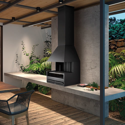 Holz-Gartengrill - Palm Porch - ROCAL - festinstalliert / Edelstahl