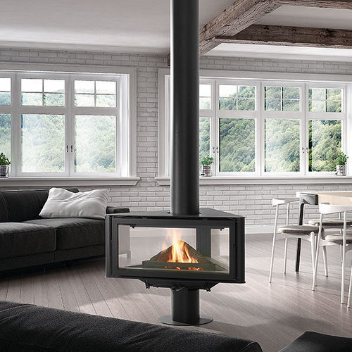 Holzkamin - BORN - ROCAL - freistehend / für Wandmontage / mit 3 Sichtseiten