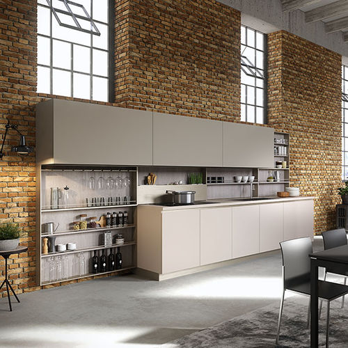 Moderne Küche - LAB13 - ARAN Cucine - Holzfurnier / lackiertes Holz / Kochinsel