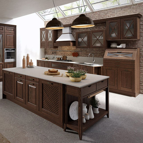Klassische Küche - BELLAGIO - ARAN Cucine - lackiertes Holz / Kochinsel / mit Griffen