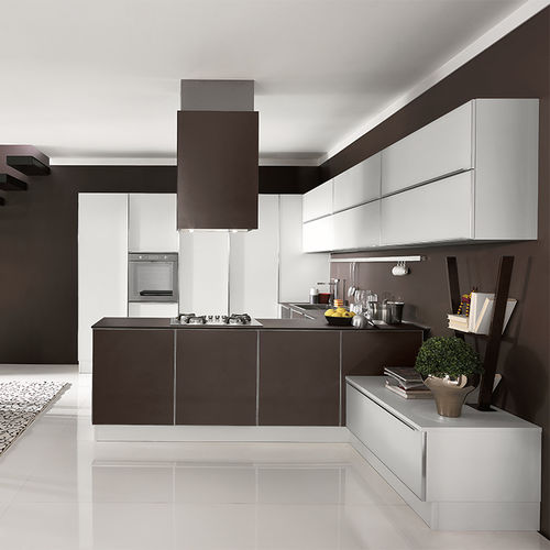 Moderne Küche - VOLARE - ARAN Cucine - Holzfurnier / Kochinsel / rund