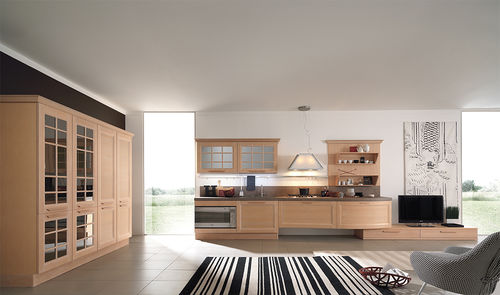 Klassische Küche - YLENIA  - ARAN Cucine - Holz / Kochinsel / mit Griffen