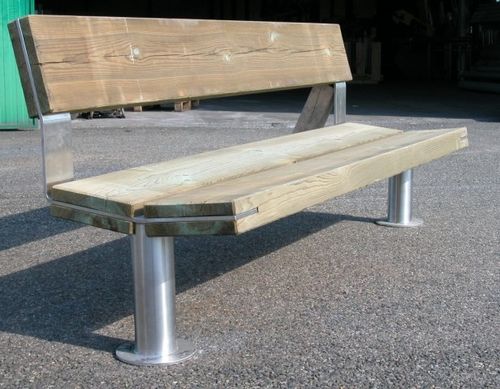 Moderne Bank für den öffentlichen Raum - HARMATTAN - FRANCE INOX INDUSTRIE - Holz / Metall / mit Rückenlehne