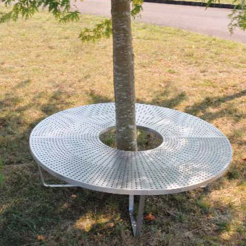 Moderne Bank für den öffentlichen Raum - CHENILLE : CIRCULAIRE - FRANCE INOX INDUSTRIE - Edelstahl / mit integrierten Pflanzkübeln