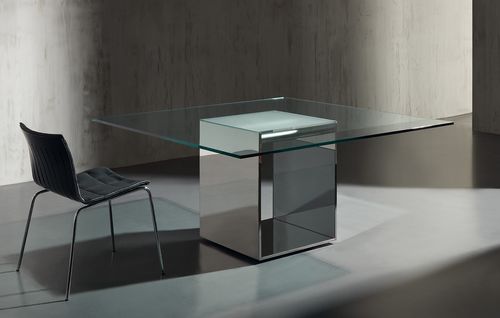 Moderner Tisch - JUDD - Acerbis - Glas / Gestell aus rostfreiem Edelstahl / rechteckig