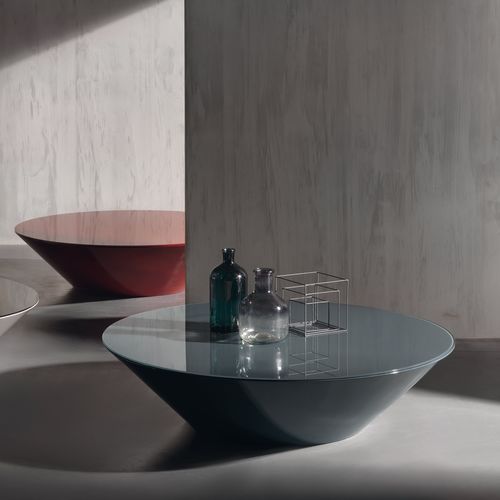 Moderner Couchtisch - POND  - Acerbis - Glas / Stein / Gestell aus Polyurethan