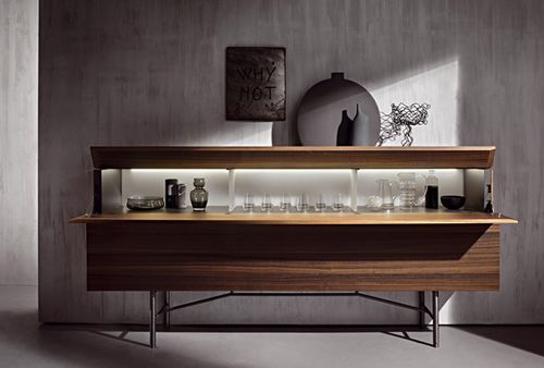 Modernes Sideboard - GRAND BUFFET - Acerbis - lackiertes Holz / Eiche / Metall