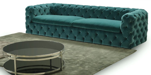 Chesterfield-Sofa - BLUMOON - Alpa Salotti - Stoff / blau / 3 Plätze