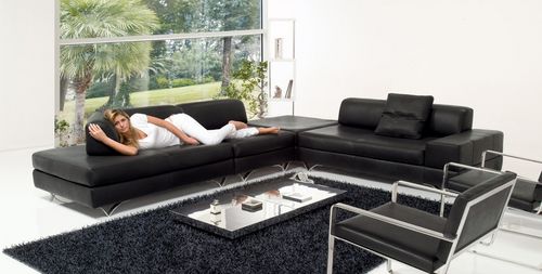 Modulsofa - GOLD - Alpa Salotti - modern / Leder / schwarz