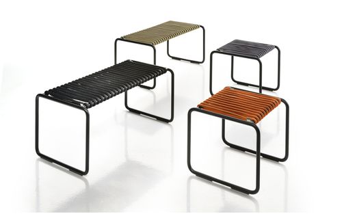 Moderner Hocker - RADA - ALTEK ITALIA DESIGN - Kordel / Gestell aus Eisen / mit Kufengestell