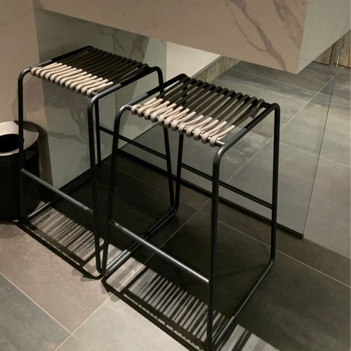 Moderner Barhocker - RADA - ALTEK ITALIA DESIGN - Kordel / Gestell aus Eisen / mit Kufengestell