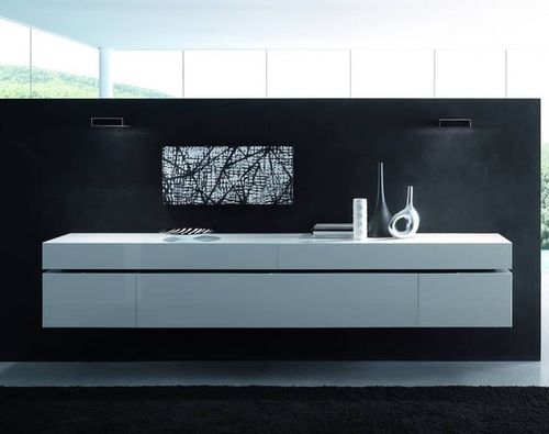 Wandmontiertes Sideboard - LOUNGE SOSPESE - Rossetto Armobil - modern / lackiertes Holz
