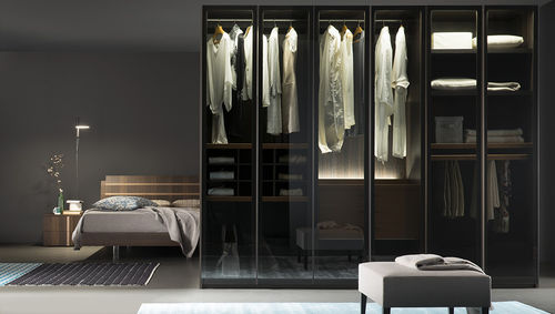 Moderner Kleiderschrank - ES  - Rossetto Armobil - Eiche / Glas / mit Schwingtür