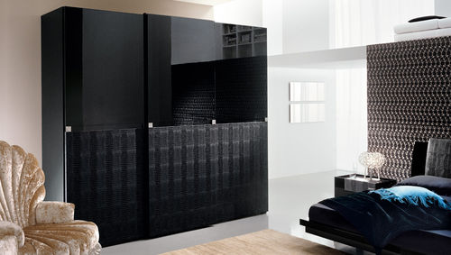 Moderner Kleiderschrank - DIAMOND - Rossetto Armobil - hochglanzlackiertes Holz / Leder / mit Schiebetür