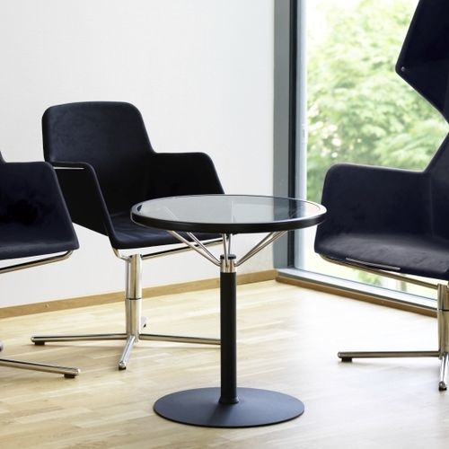 Moderner Bistrotisch - L1 - Blå Station - Glas / Gestell aus Edelstahl / rund