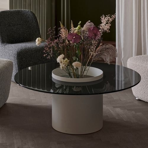 Moderner Couchtisch - BUCKET - Blå Station - Glas / Gestell aus Metall / rund