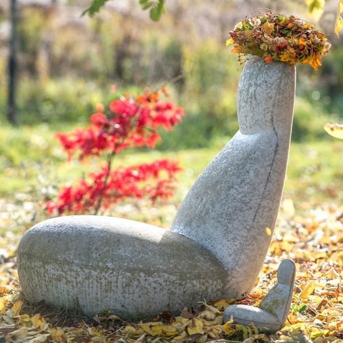 Betonskulptur - MINI OPPO - Blå Station - für Außenbereich / Garten / weiß