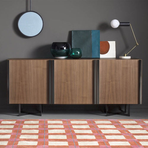 Modernes Sideboard - Profile  - Bodema - Nussbaum / Metall / mit Schwingtür