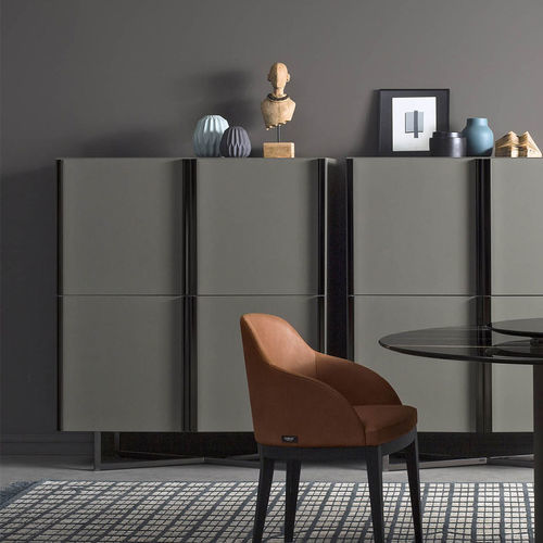Hohes Sideboard - Profile - Bodema - modern / Nussbaum / lackiertes MDF