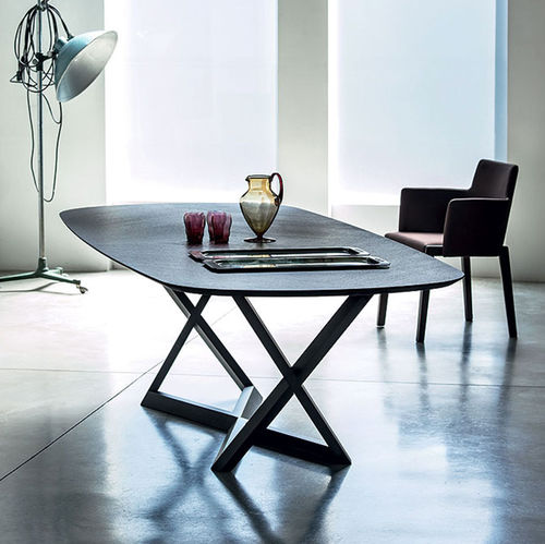 Moderner Tisch - BRIDGET - Bross Italia - Eiche / Glas / Gestell aus Massivholz