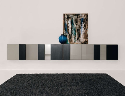 Wandmontiertes Sideboard - BAR CODE - Bross Italia - modern / lackiertes Holz / Eiche
