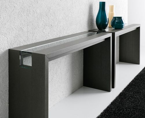 Moderner Konsolentisch - RITZ - Bross Italia - Glas / Eiche / amerikanischer Nussbaum
