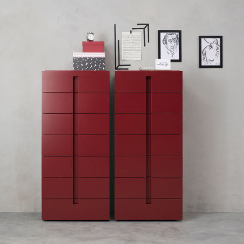 Moderner Chiffonnier - ENTERPRISE - Capo D'Opera Home - lackiertes Holz / lackiertes Metall / rot