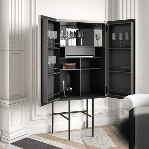 Moderner Barschrank - AERO  - Capo D'Opera Home - lackiertes Holz / Glas / poliertes Messing
