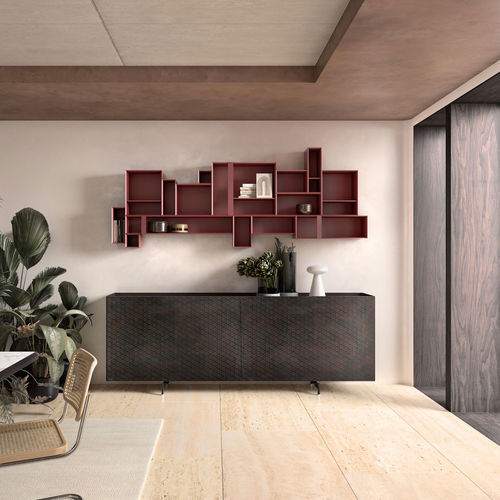 Modernes Sideboard - ATELIER - Capo D'Opera Home - hochglanzlackiertes Holz / mattlackiertes Holz / aus verchromtem Metall