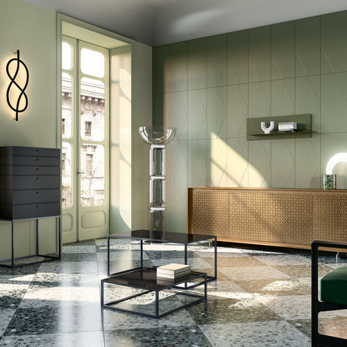 Moderner Couchtisch - BOX - Capo D'Opera Home - lackiertes Glas / Gestell aus Metall / rechteckig