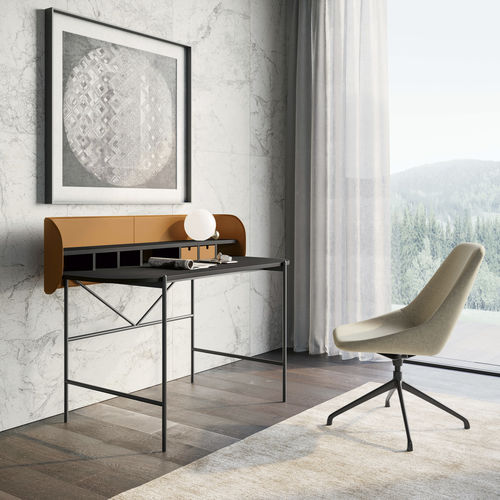 Bodenstehender Schreibtisch - SUPERNOVA - Dall'Agnese - modern / Leder / lackiertes Holz