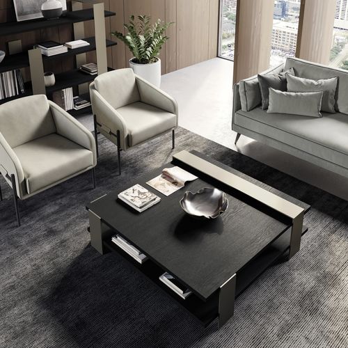Moderner Couchtisch - KYOTO - Dall'Agnese - hochglanzlackiertes Holz / mattlackiertes Holz / Gestell aus Metall