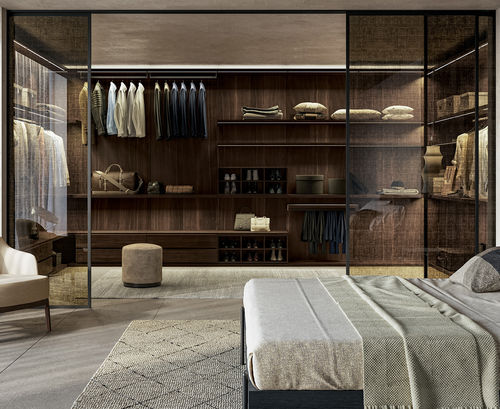 Begehbarer Kleiderschrank / Eck - PROJECT - Dall'Agnese - modern / mattlackiertes Holz / Glas