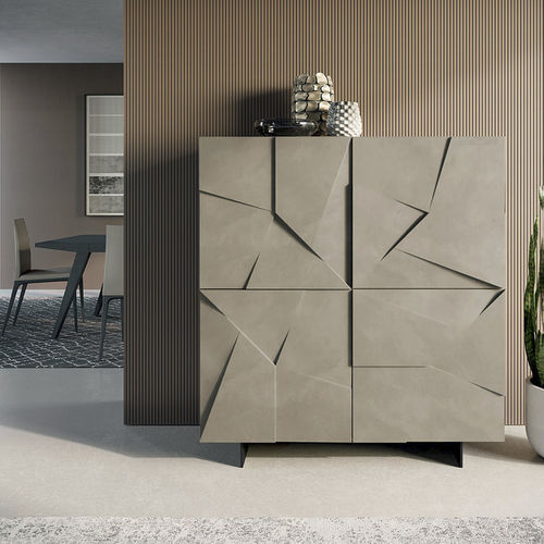 Hohes Sideboard - CONCRETE - Dall'Agnese - modern / Metall / mattlackiertes Holz