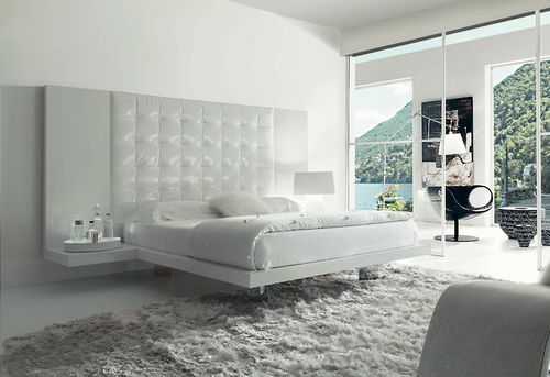 Doppelbett - LUX - Fimes dei Longoni di Longoni G.& C. - modern / mit Nachttisch / Leder