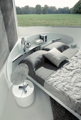 Doppelbett - MOON - Fimes dei Longoni di Longoni G.& C. - modern / gepolstertes Kopfteil / Leder