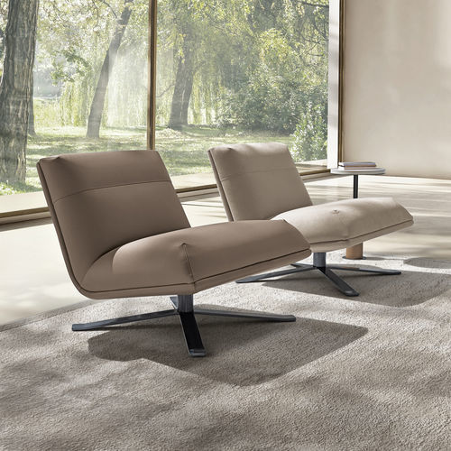 Moderner Sessel - Scott - maxdivani - Stoff / Leder / Holz