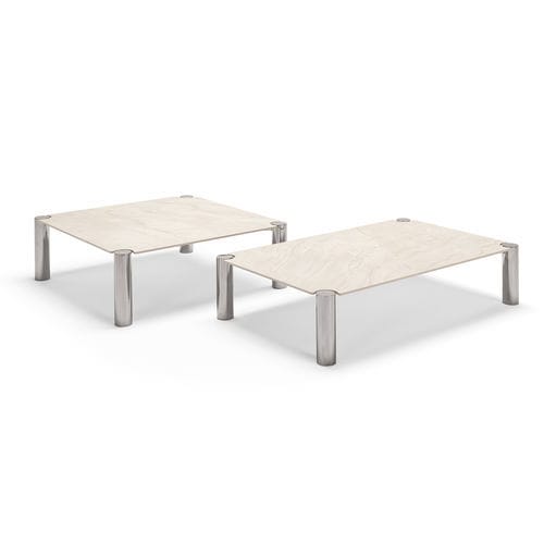 Moderner Couchtisch - Vision - maxdivani - Sandstein / Gestell aus Metall / rechteckig