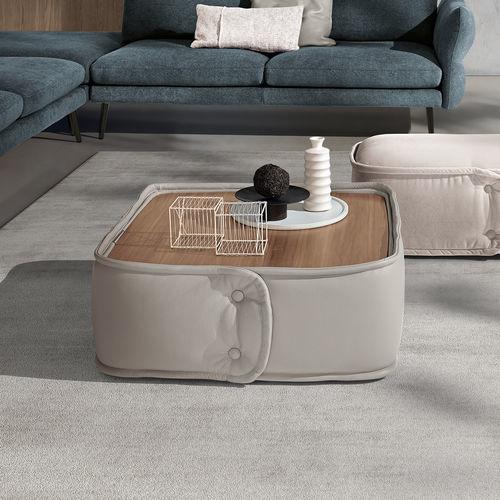 Moderner Couchtisch - Leia - maxdivani - Leder / Stoff / rechteckig