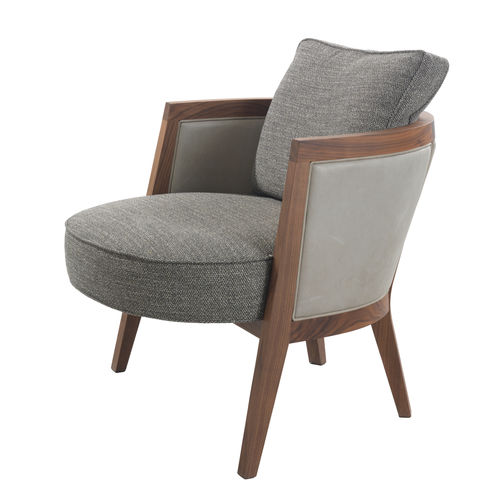 Moderner Sessel - COCOON - Pacini & Cappellini - Stoff / Leder / Nussbaum