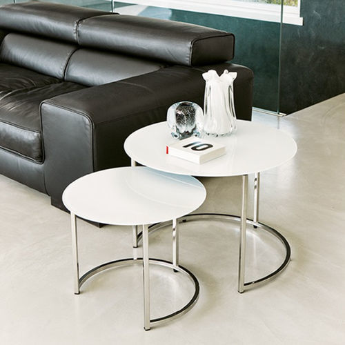 Moderner Satztisch - CIN CIN - Pacini & Cappellini - lackiertes Glas / Esche / Marmor