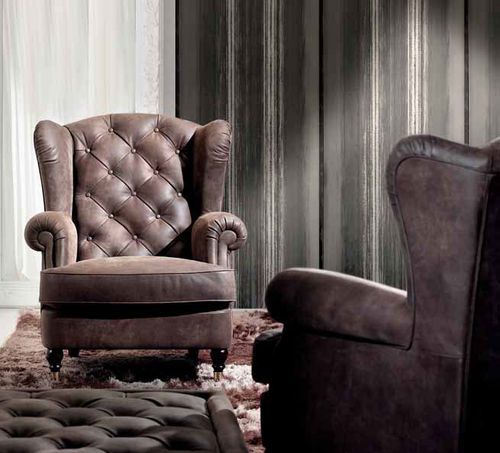 Klassischer Sessel - KELLY - Cava - Leder