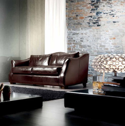 Klassisches Sofa - VISCONTI - Cava - Leder / schwarz / 3 Plätze